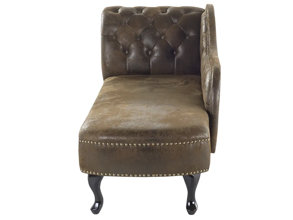 Left-Hand Chaise Longue NIMES Faux Suede Dark Brown_415831