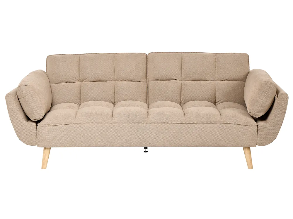 Sofa Bed 3 Seater ASBY Fabric Light Brown