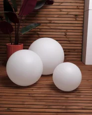 Set of 3 Solar Outdoor LED Ball Lamps LOBAINA with Remote White_964928