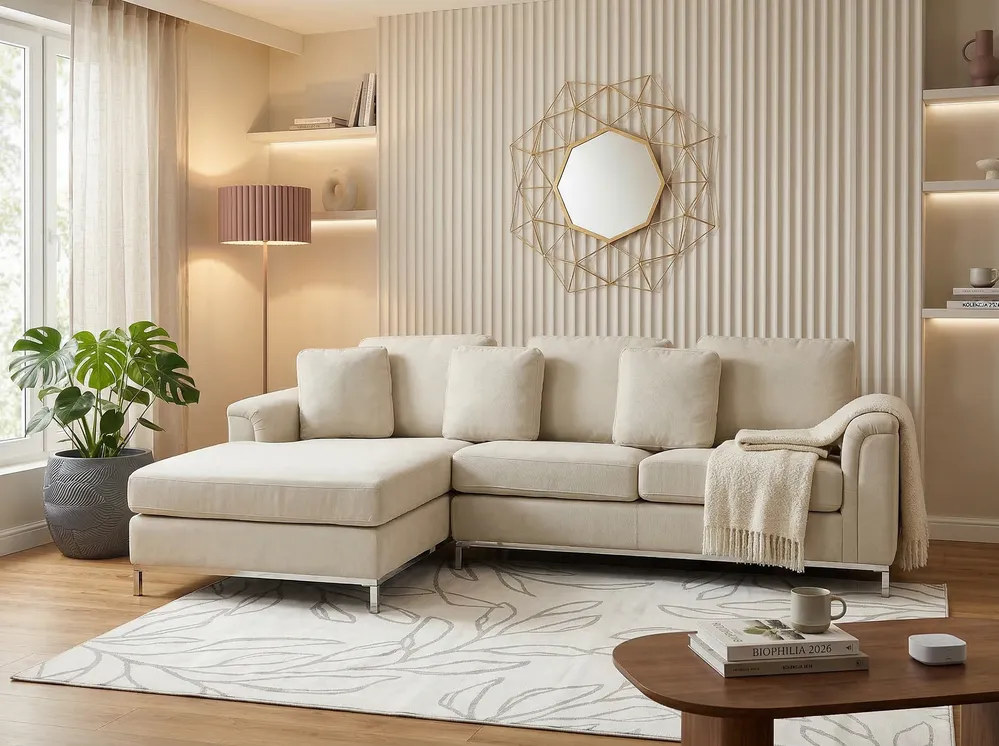 Corner Sofa OSLO Fabric Beige Right Hand_1171032