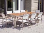 Garden Dining Set 8 Seater GROSSETO Eucalyptus Wood Brown/ White_768548