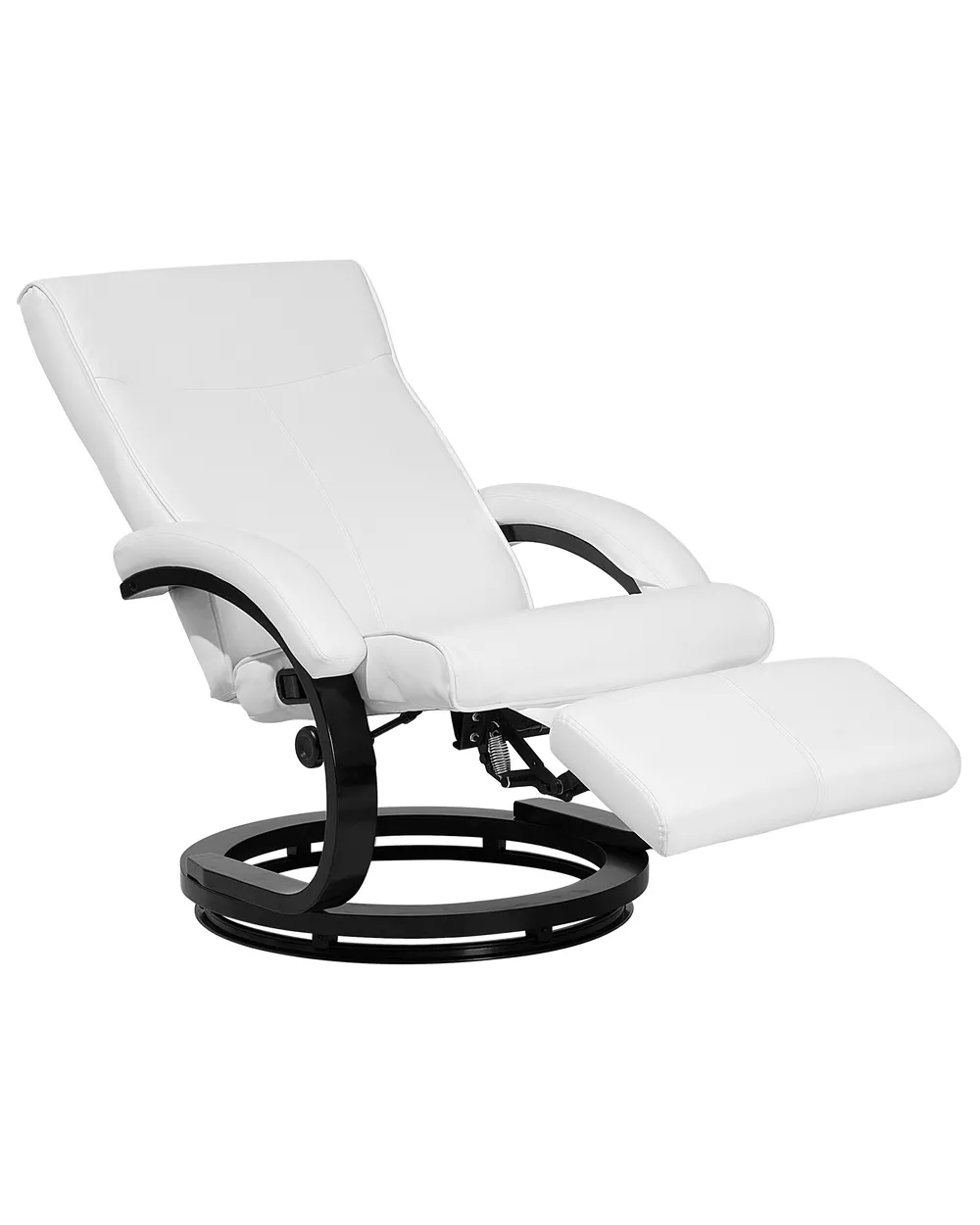 Recliner Chair MIGHT with Footrest Faux Leather White