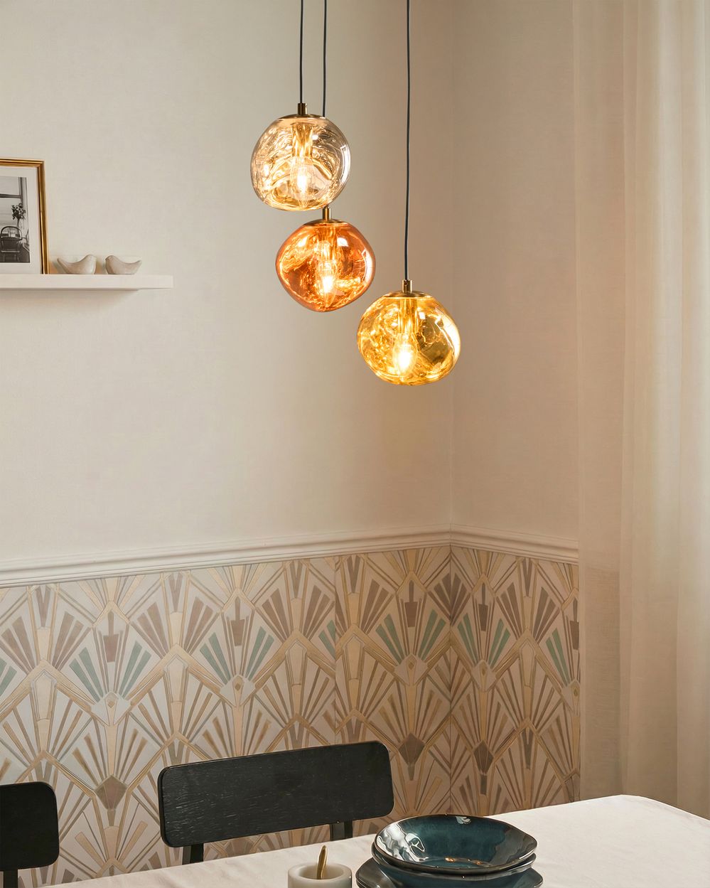 3 Light Pendant Lamp TSHUAPA Glass Multicolour