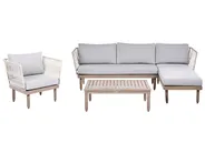 Garden Lounge Set with Table 4 Seater CREMONA Acacia Wood Brown/ Grey Left Hand_1099473