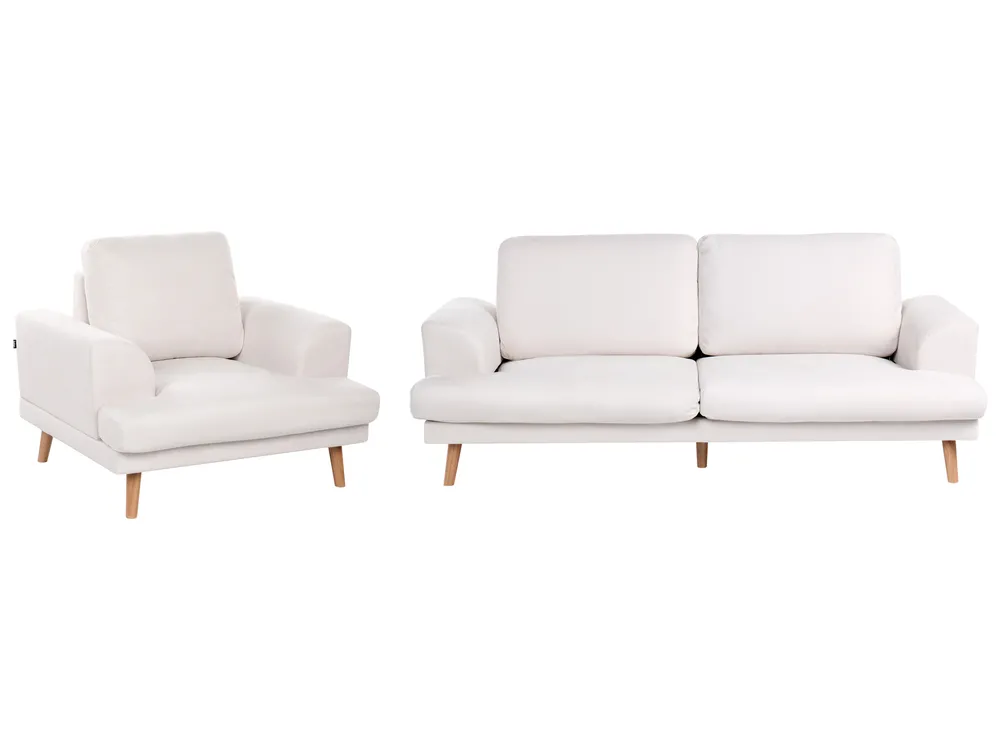 Living Room Set 4 Seater KILDAL Fabric Light Beige