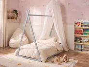 Kids Bed Teepee Pine Wood SAURAT 90 x 200 cm (EU Single) Grey_911001