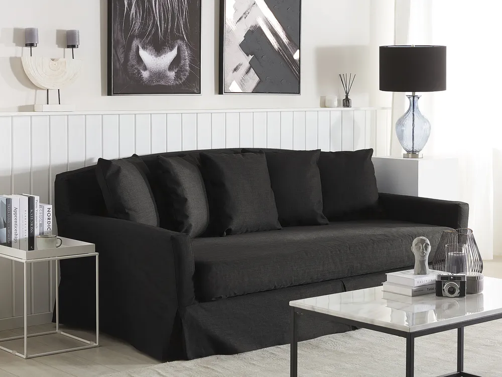 Sofa 3 Seater GILJA Fabric Black