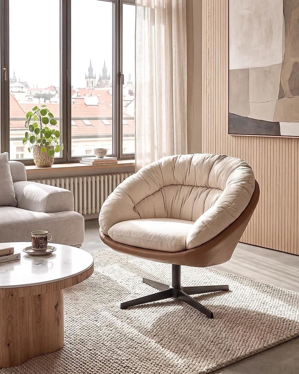 Svingbar lenestol TRANUM  Beige