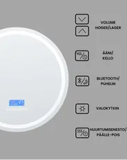 Kylpyhuoneen LED-peili BROGNON 60 cm 60 cm Bluetooth-kaiuttimella Hopea_940359