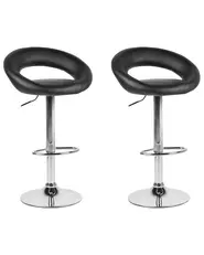 Set med 2 barstolar PEORIA Vridbar Konstläder Svart_743365