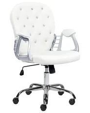 Desk Chair PRINCESS Faux Leather White_855622