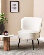 Fåtölj VOSS Bouclé Vit_884413