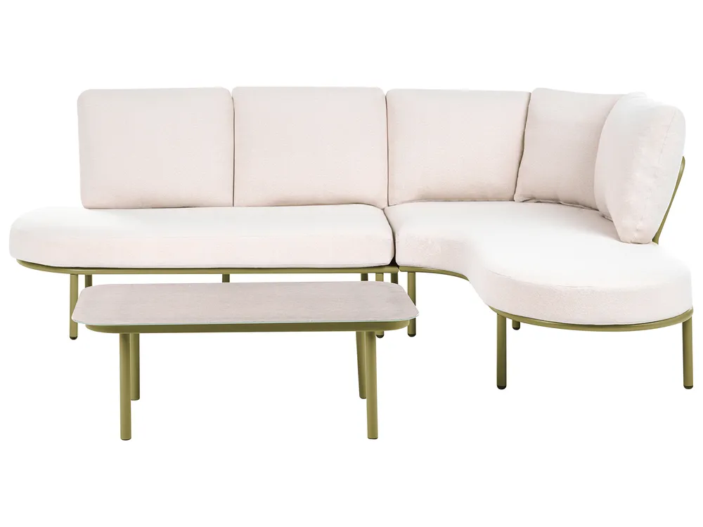 Garden Sofa with Table 4 Seater POLLINA Metal Green_1080504