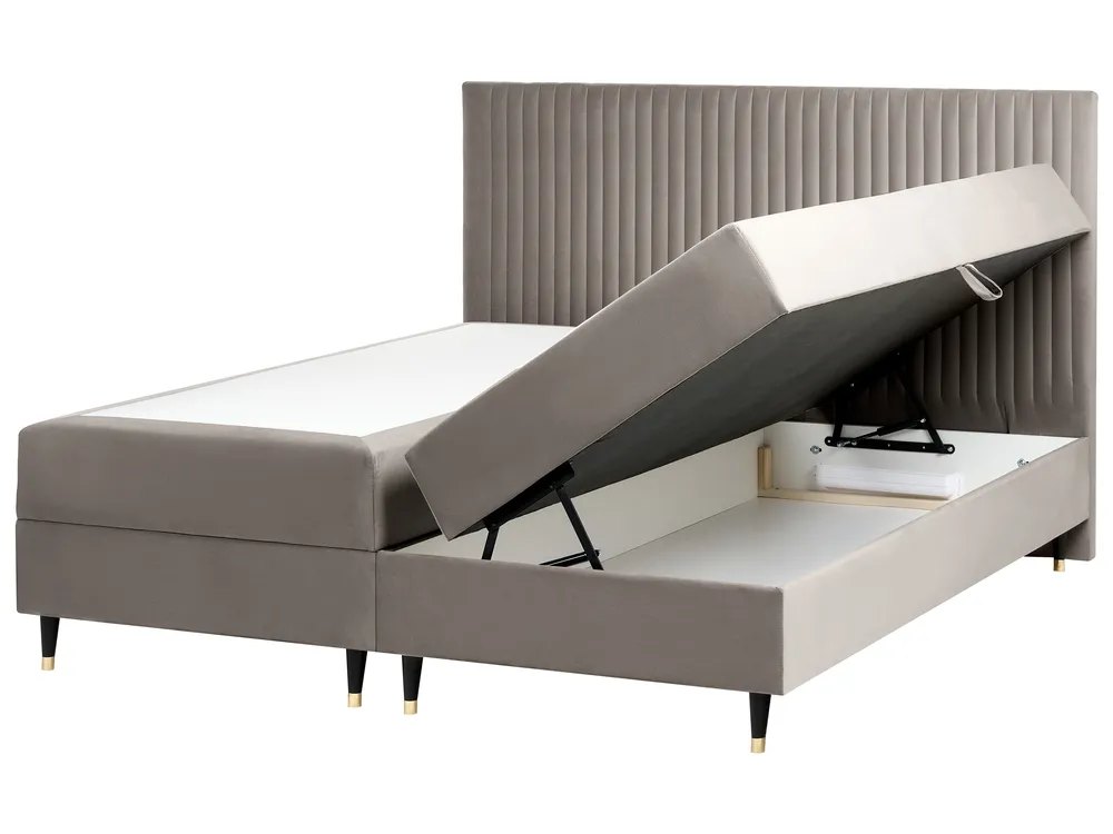 Divan Bed with Storage DAME Velvet Taupe 180 x 200 cm (EU Super King)