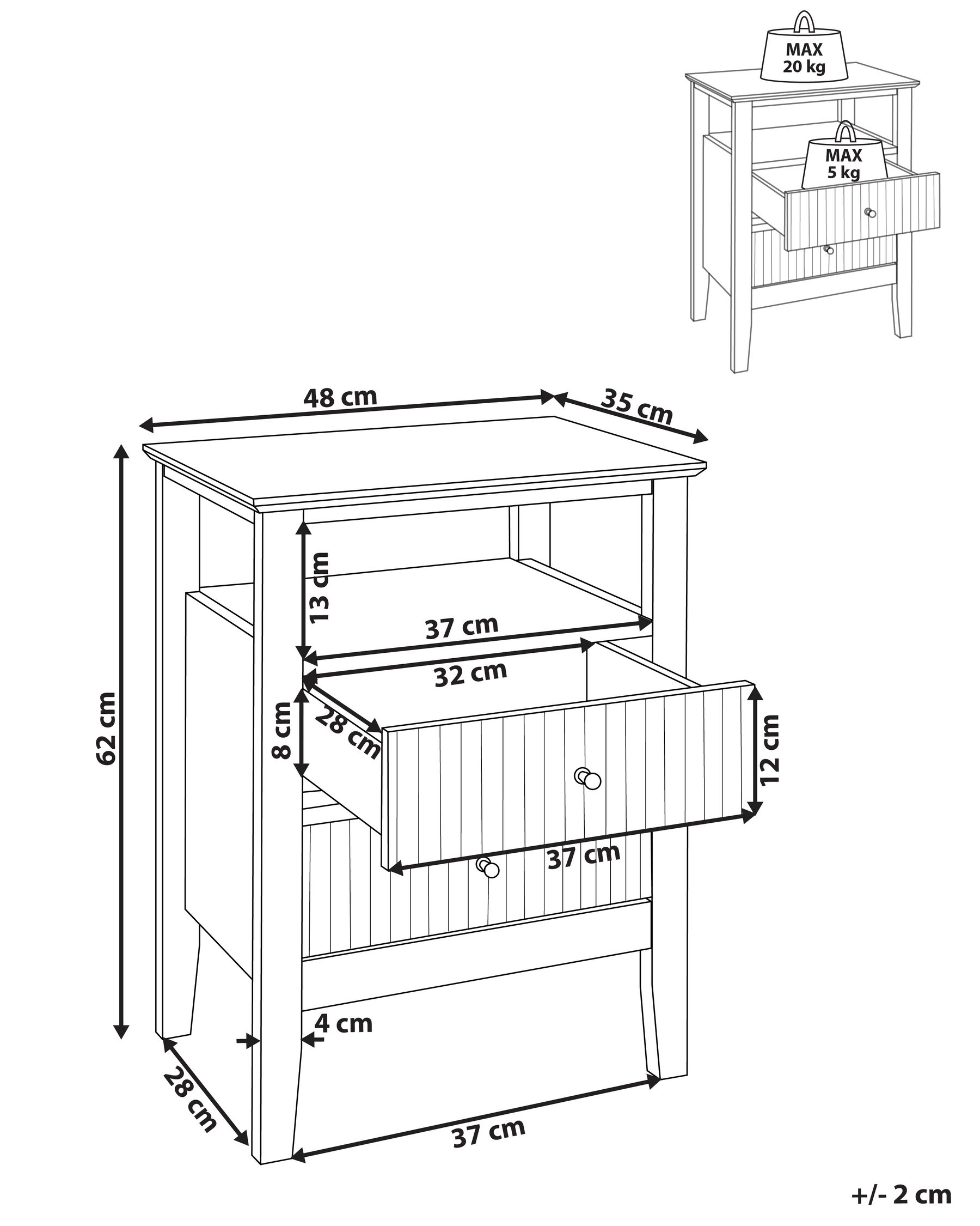 2 Drawer Bedside Table ASSISI White_942891