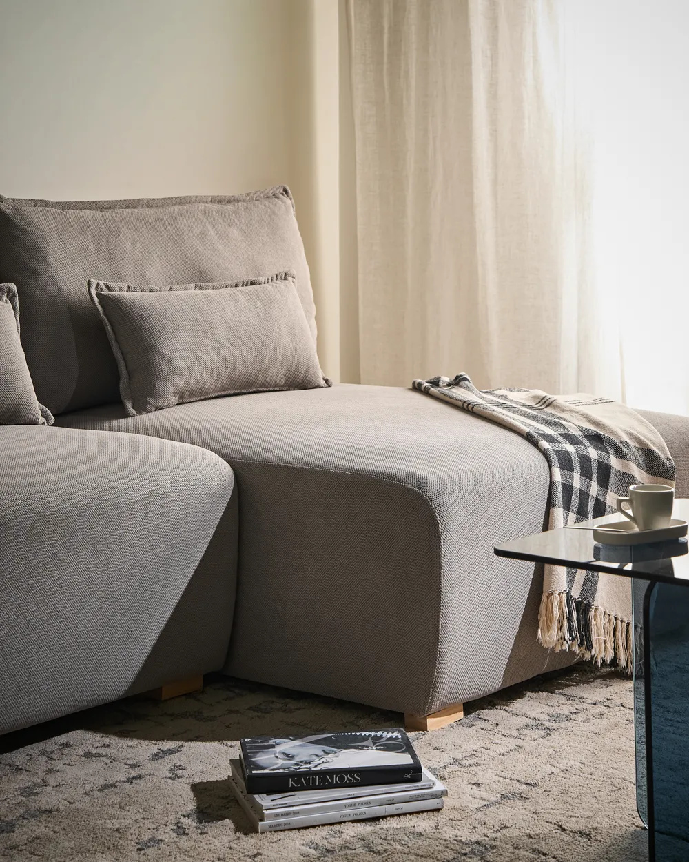 Modular Corner Sofa NERBO Fabric Grey Left Hand_1035186