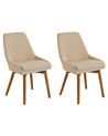 Set of 2 Dining Chairs MELFORT Fabric Sand Beige