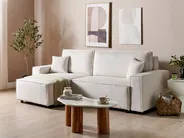 Corner Sofa Bed 3 Seater ABACKA Corduroy Off-White Right Hand_896741