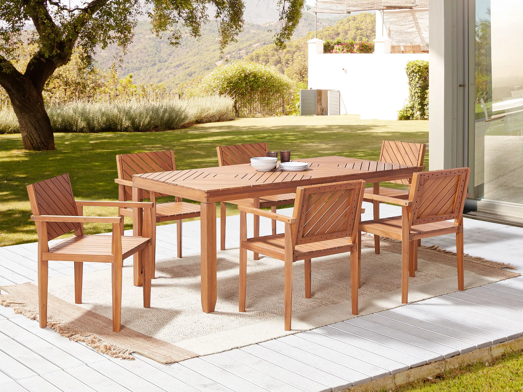 Garden Dining Set 6 Seater BARATTI Acacia Wood Brown_869005