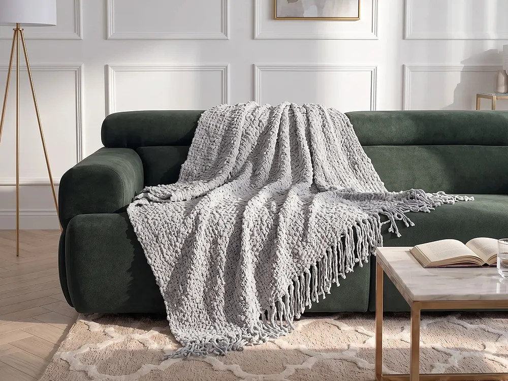 Blanket VELLA Cotton 220 x 240 cm Grey_1156420