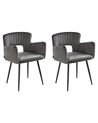 Set of 2 Dining Chairs SANILAC Velvet Dark Grey