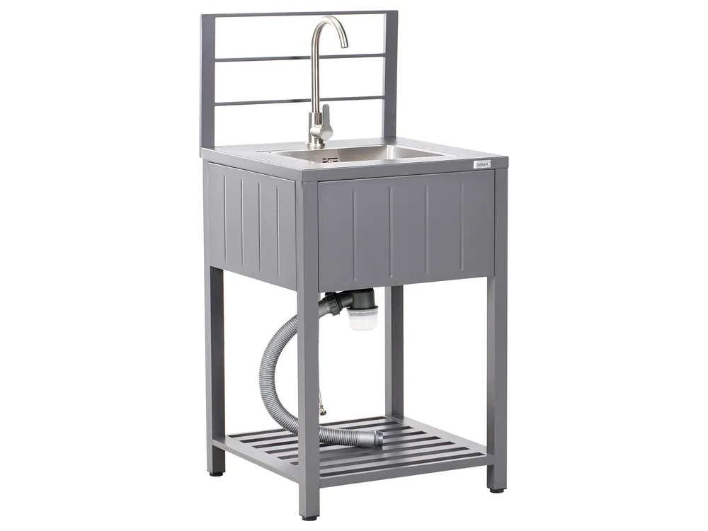4 Piece Outdoor Kitchen Set with Sink VIGGIANO Grey Metal_981011