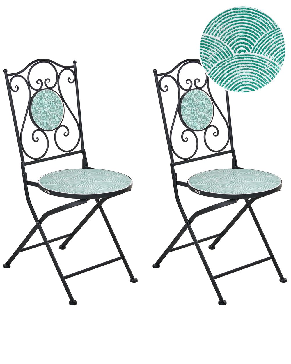 Set of 2 Garden Chairs ANAPO Folding Metal Green