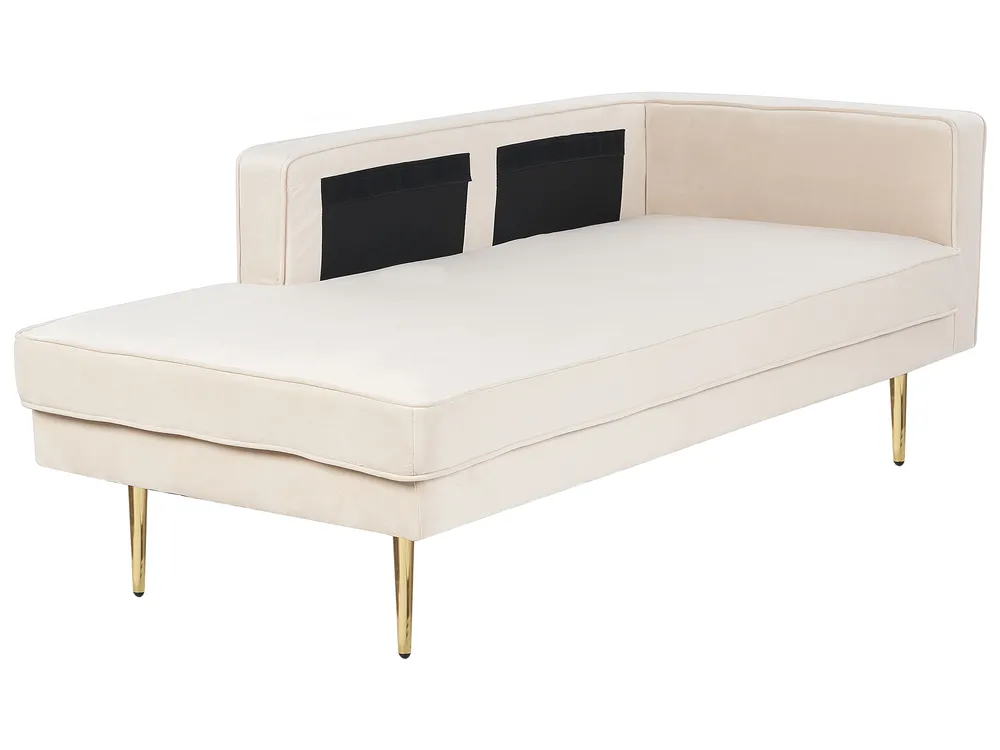 Right-Hand Chaise Longue MIRAMAS Velvet Beige_848687