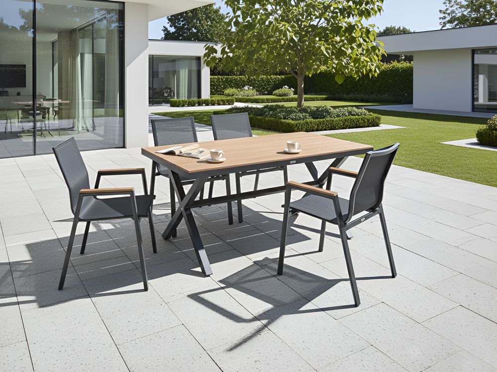 Garden Dining Table TIANO 160 cm 90 cm Metal Black