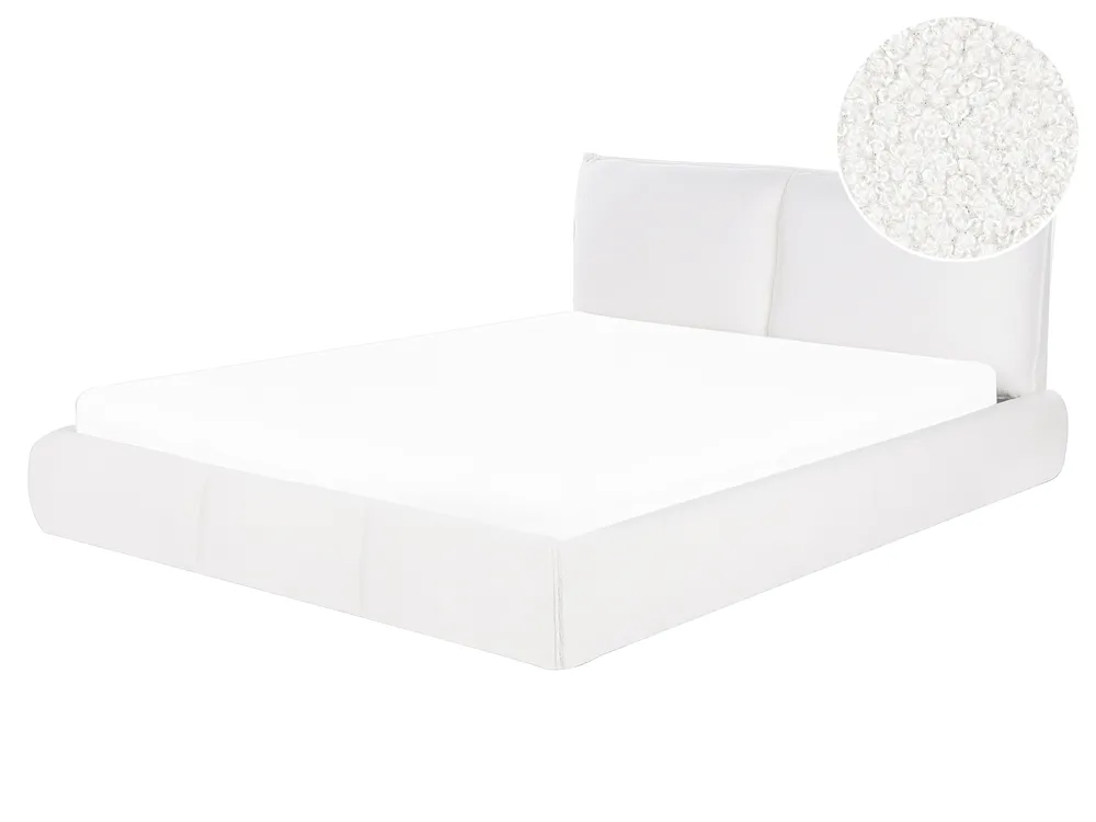 Bed Boucle VINAY 160 x 200 cm (EU King Size) White_945818
