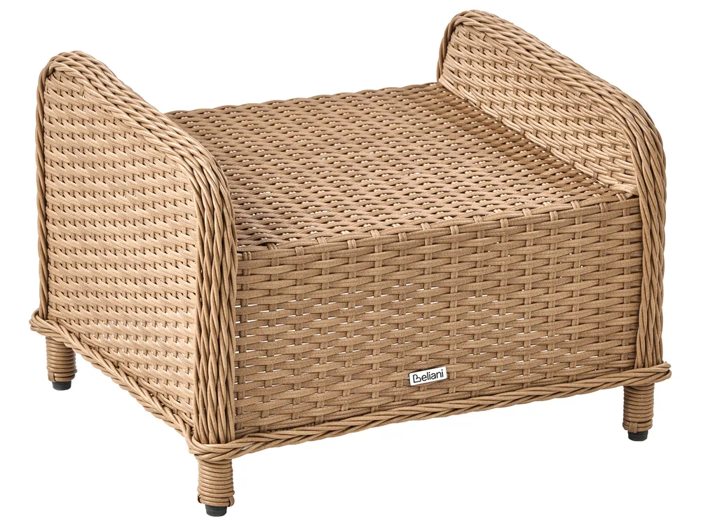 Garden Lounge Set with Table and Ottoman 2 Seater PONZA PE Rattan Brown_984556