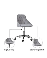 Skrivbordsstol PARRISH Sammet Grå_1071627