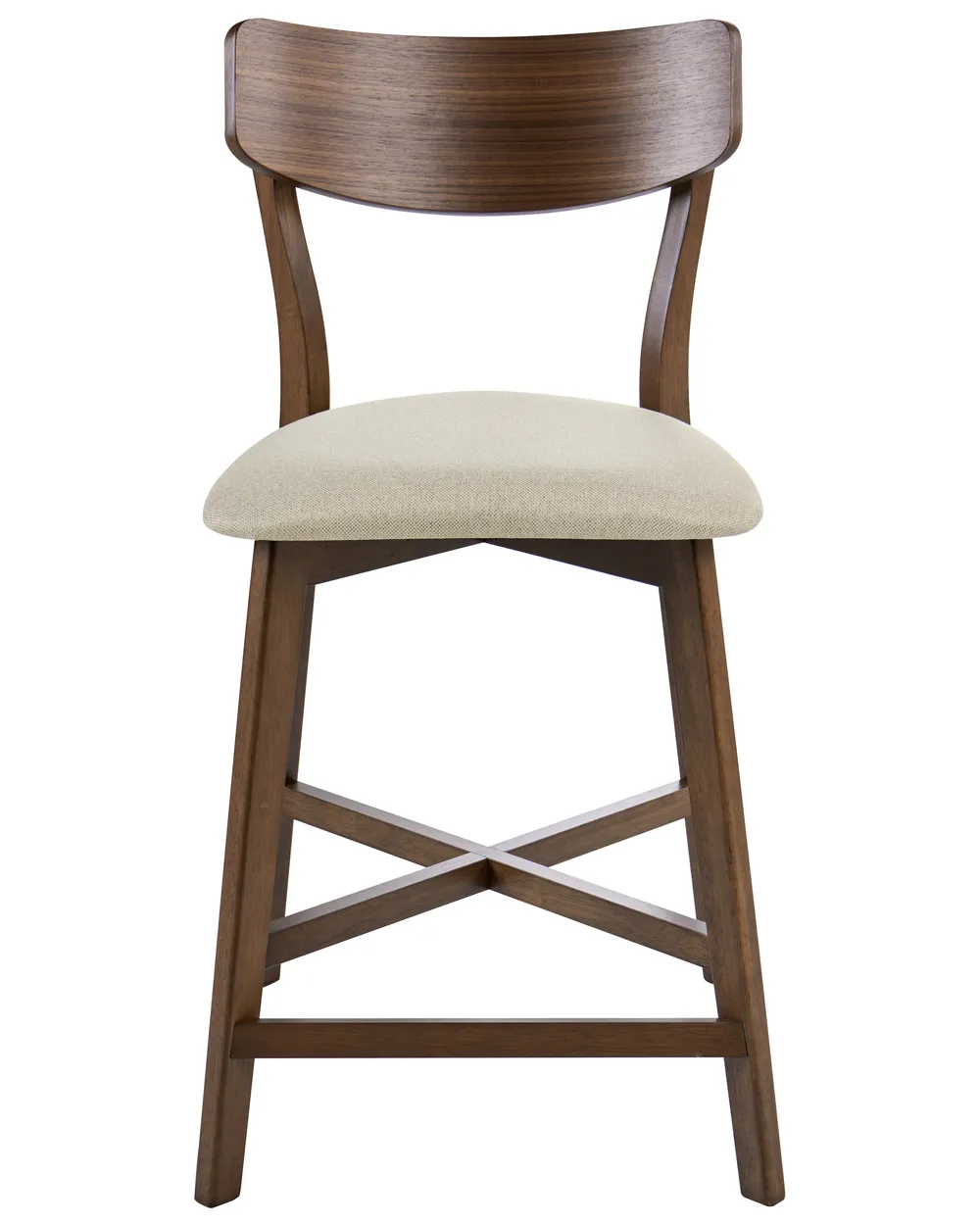 Set of 2 Bar Chairs HOLLY Wood Brown/ Beige_1060327