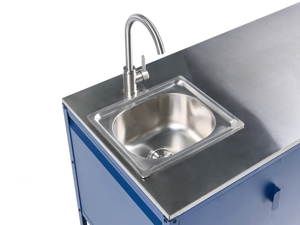 2 Piece Outdoor Kitchen Set with Sink MAENZA Blue Metal_1044878
