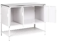 2 Piece Outdoor Kitchen Set with Bar Table MAENZA White Metal_1045061