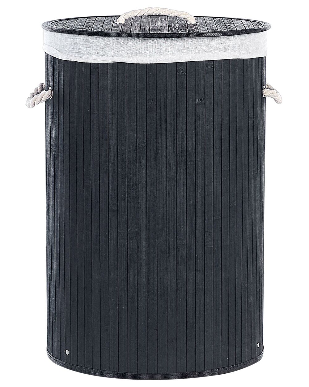 Laundry Basket SANNAR Bamboo Black 75 L