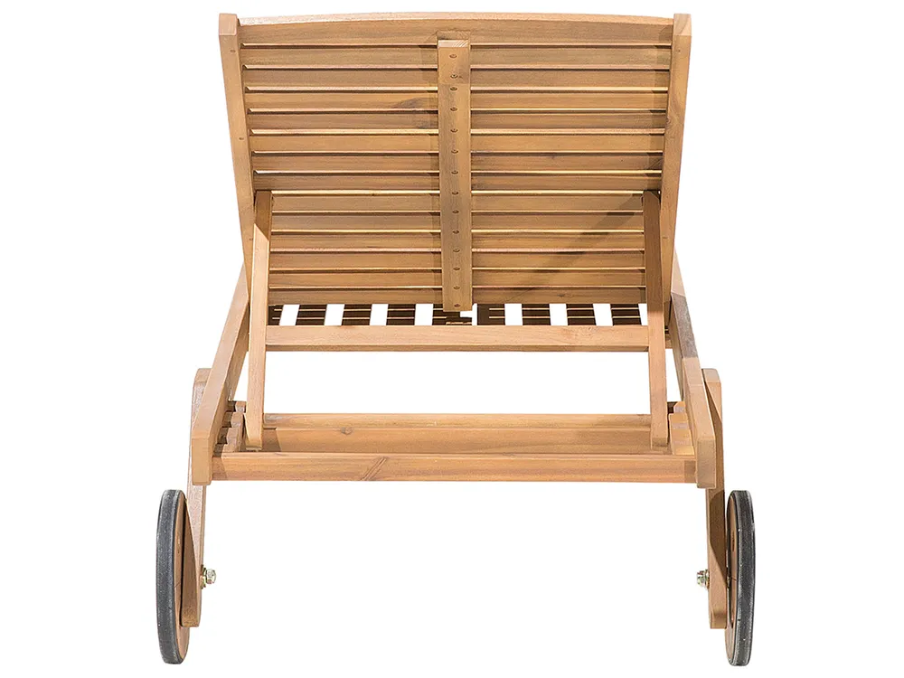 Sun Lounger CESANA Reclining Acacia Wood Light Brown_691166