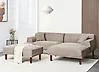 Corner Sofa HOLT with Ottoman Fabric Taupe Left Hand
