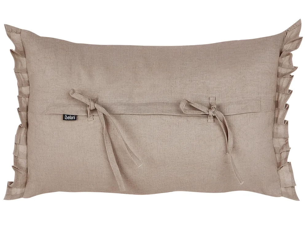 Set of 2 Decorative Cushions SASSAFRAS 30 x 45 cm Linen Light Brown Solid_906682