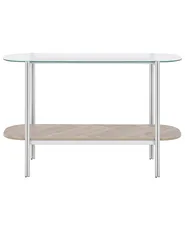 Console Table LOVELL Tempered Glass Silver_937196