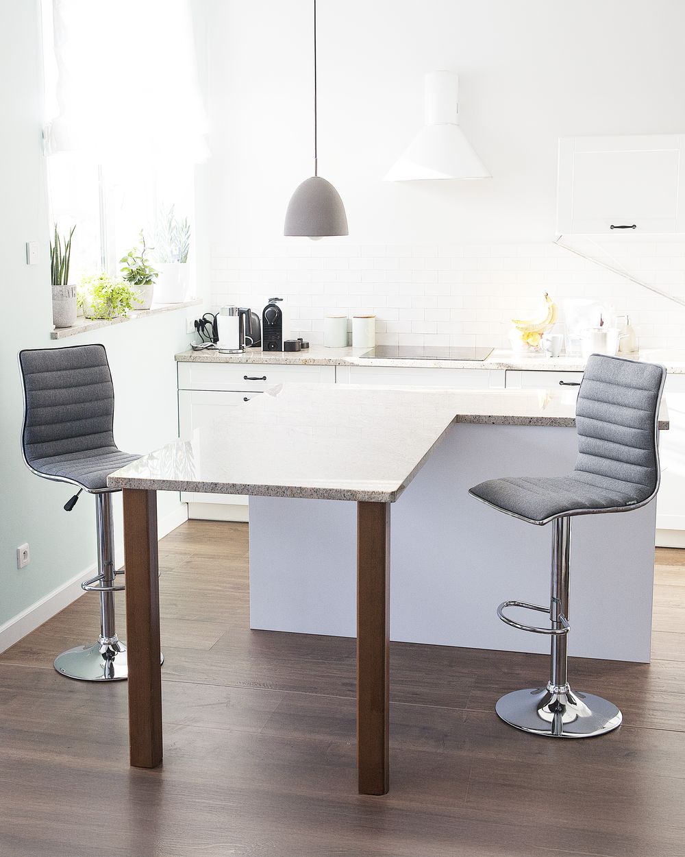 Set of 2 Bar Chairs LUCERNE Swivel Grey