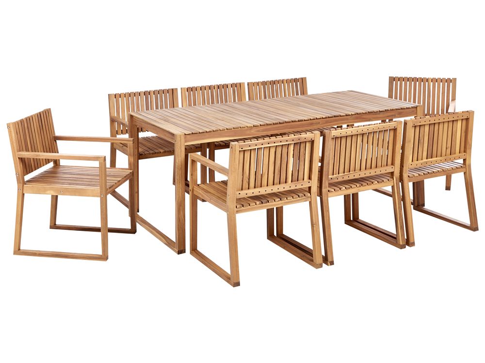 Garden Dining Set 8 Seater SASSARI II Certified Acacia Wood Light Brown