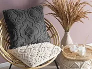Throw Cushion PAIKA 45 x 45 cm Cotton Dark Grey Solid_1176783
