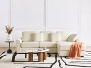 Corner Sofa 4 Seater KOHLO Fabric Light Beige Left Hand_945057