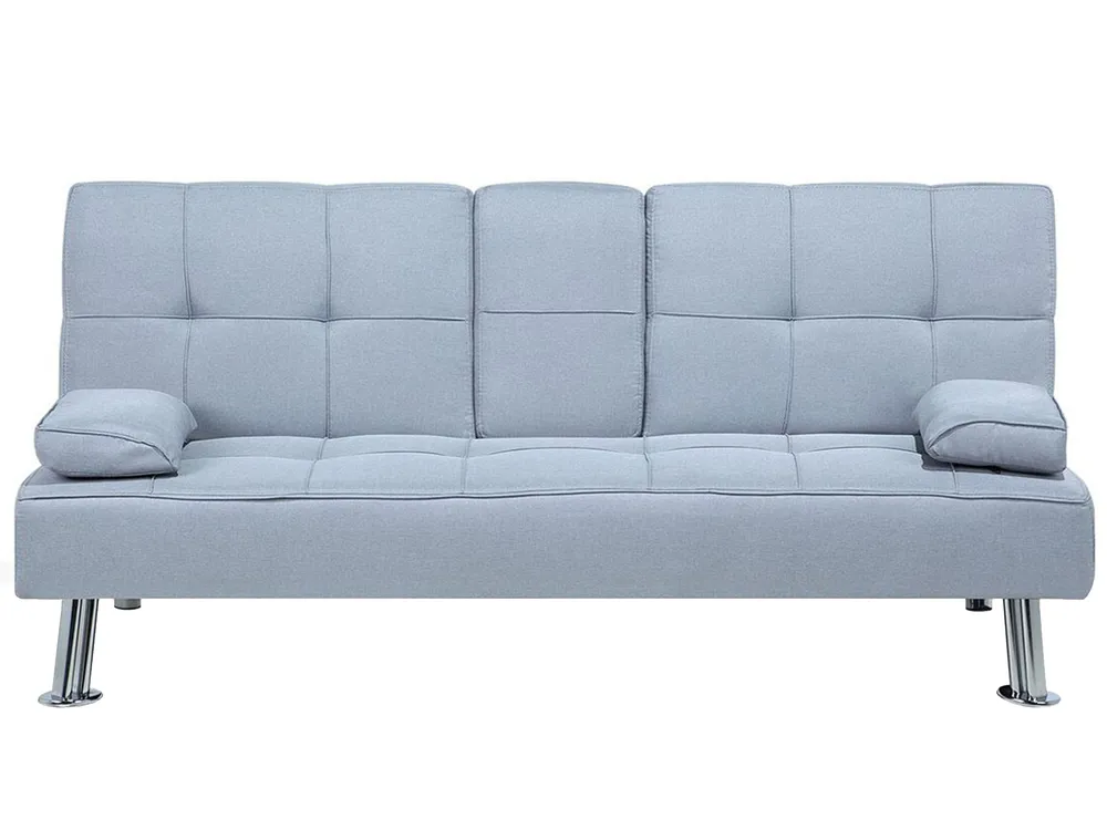 Sofa Bed 3 Seater ROXEN Fabric Light Grey
