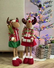 Joulukoristesetti 2 kpl ULDALSANA 66-95 cm Poro Monivärinen_1046150
