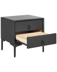 2 Drawer Bedside Table SEZANNE Faux Leather Black_795387