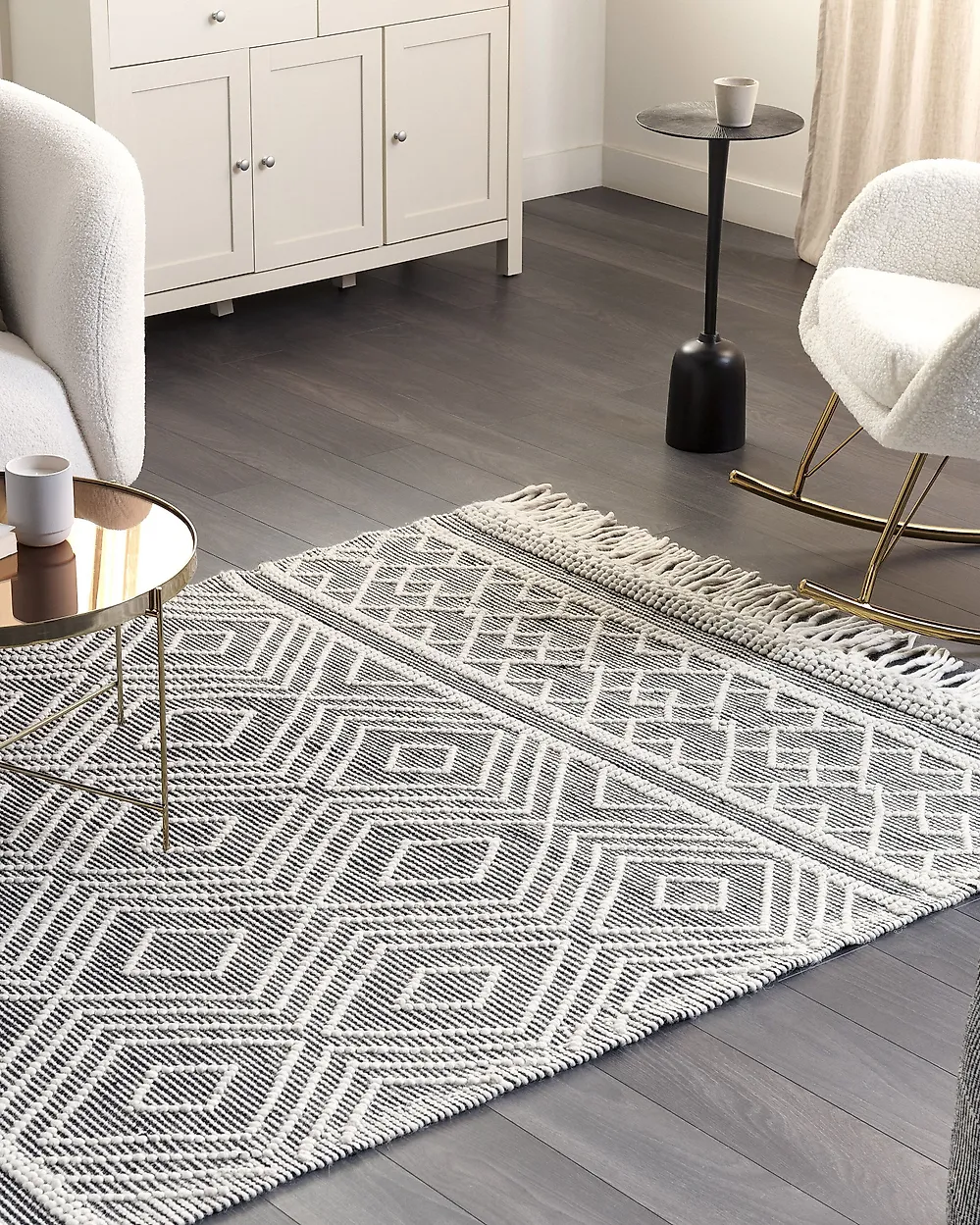 Rug SAVUCA Black 160 x 230 cm Wool_1182460