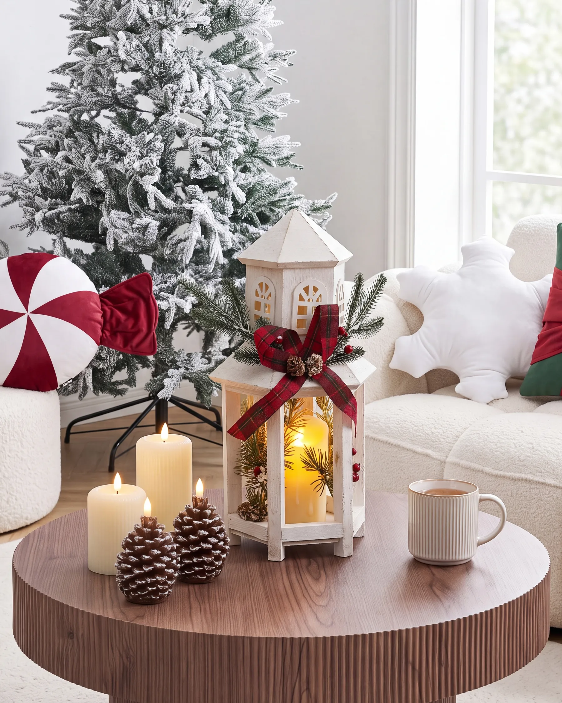 LED-lykta SAVIVESI 38 cm Julmotiv Vit_1028255