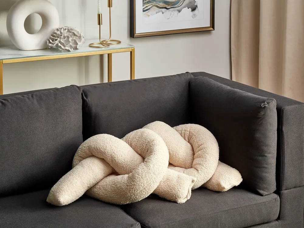 Set of 2 Decorative Cushions GLADIOLUS 172 x 14 cm Boucle Beige Solid